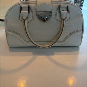Louis Vuitton White Structured Satchel with Silver Hardware
